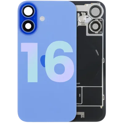 Back Glass w/ MagSafe Magnet & NFC & Flashlight Flex For iPhone 16 (Service Pack) (Ultramarine)