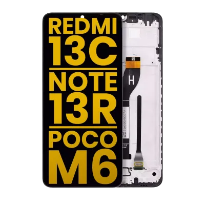 Дисплейний модуль (LCD) для Xiaomi Redmi 13C 5G / 13R / Poco M6 5G з рамкою (Refurbished) (All Colors)