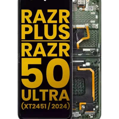 Внутрішній дисплейний модуль (OLED) з рамкою для Motorola Razr Plus 2024 / Razr 50 Ultra (XT2451 / 2024) / Razr Plus 2025 (XT2557) (Refurbished) (Spring Green)