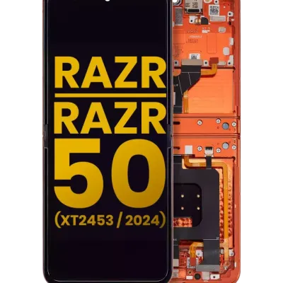 Основний дисплейний модуль (OLED) з рамкою для Motorola Razr 2024 / Razr 50 (XT2453 / 2024) (Refurbished) (Spritz Orange)