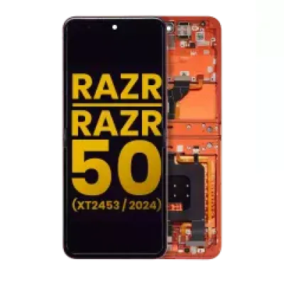 Основний дисплейний модуль (OLED) з рамкою для Motorola Razr 2024 / Razr 50 (XT2453 / 2024) (Refurbished) (Spritz Orange)