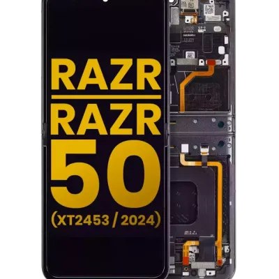 Основний дисплейний модуль (OLED) з рамкою для Motorola Razr 2024 / Razr 50 (XT2453 / 2024) (Refurbished) (Koala Grey)