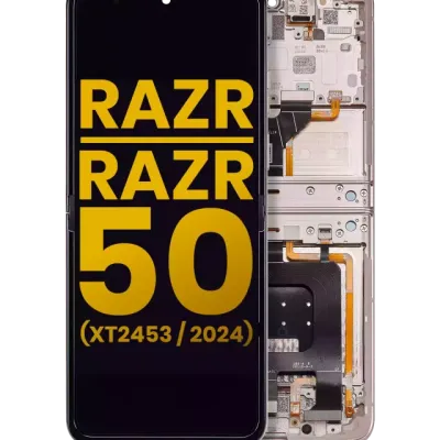 Основний дисплейний модуль (OLED) з рамкою для Motorola Razr 2024 / Razr 50 (XT2453 / 2024) (Refurbished) (Beach Sand)