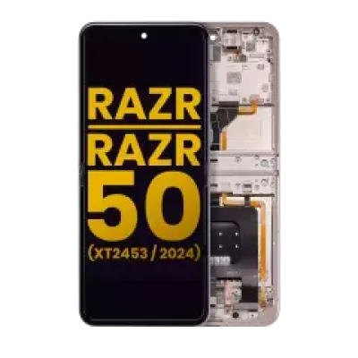 Основний дисплейний модуль (OLED) з рамкою для Motorola Razr 2024 / Razr 50 (XT2453 / 2024) (Refurbished) (Beach Sand)