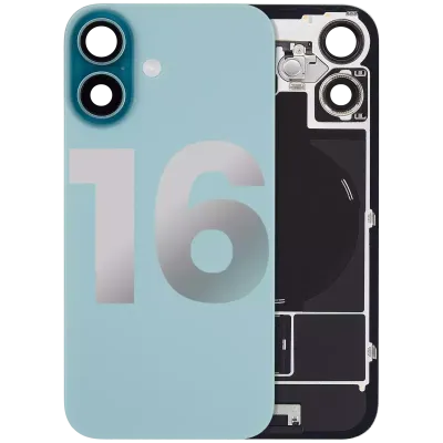 Back Glass w/ MagSafe Magnet & NFC & Flashlight Flex For iPhone 16 (Used OEM Pull: Grade A) (Teal)