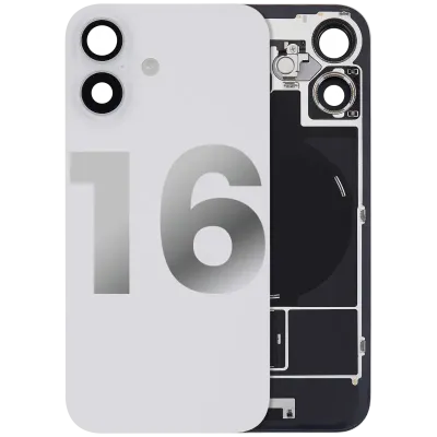 Back Glass w/ MagSafe Magnet & NFC & Flashlight Flex For iPhone 16 (Used OEM Pull: Grade A) (White)