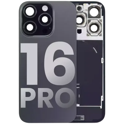 Back Glass w/ MagSafe Magnet & NFC & Flashlight Flex For iPhone 16 Pro (Used OEM Pull: Grade A) (Black Titanium)