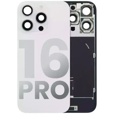 Back Glass w/ MagSafe Magnet & NFC & Flashlight Flex For iPhone 16 Pro (Used OEM Pull: Grade A) (White Titanium)