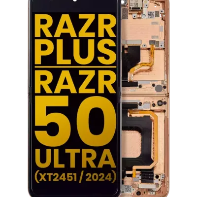 Внутрішній дисплейний модуль з рамкою для Motorola Razr Plus 2024 / Razr 50 Ultra (XT2451 / 2024) / Razr Plus 2025 (XT2557) (Refurbished) (Peach Fuzz)