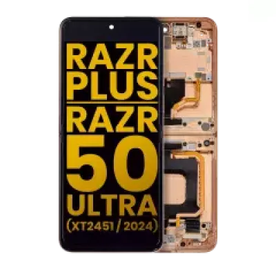 Внутрішній дисплейний модуль з рамкою для Motorola Razr Plus 2024 / Razr 50 Ultra (XT2451 / 2024) / Razr Plus 2025 (XT2557) (Refurbished) (Peach Fuzz)