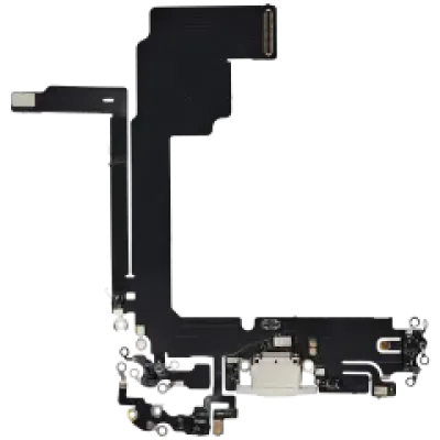 Шлейф зарядки для iPhone 15 Pro Max (Aftermarket Plus) (White Titanium)
