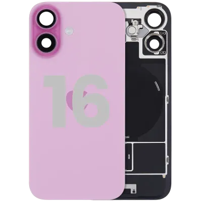 Back Glass w/ MagSafe Magnet & NFC & Flashlight Flex For iPhone 16 (Used OEM Pull: Grade A) (Pink)