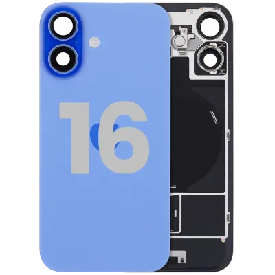 Back Glass w/ MagSafe Magnet & NFC & Flashlight Flex For iPhone 16 (Used OEM Pull: Grade A) (Ultramarine)