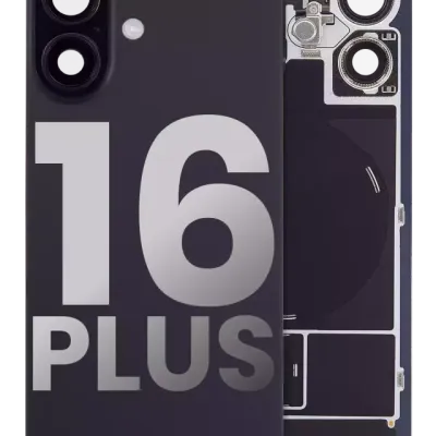 Back Glass w/ MagSafe Magnet & NFC & Flashlight Flex For iPhone 16 Plus (Used OEM Pull: Grade A) (Black)
