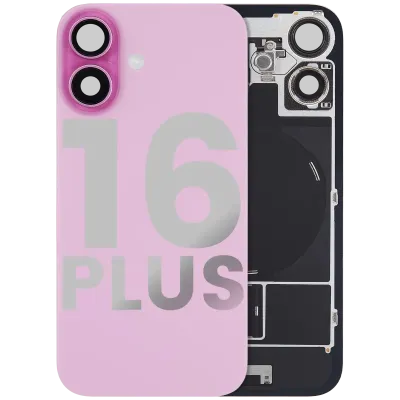 Back Glass w/ MagSafe Magnet & NFC & Flashlight Flex For iPhone 16 Plus (Used OEM Pull: Grade A) (Pink)