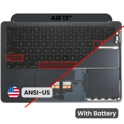 Топкейс з акумулятором і клавіатурою (ANSI US) для MacBook Air 13" A3113 (Used OEM Pull: Grade B) (Midnight)