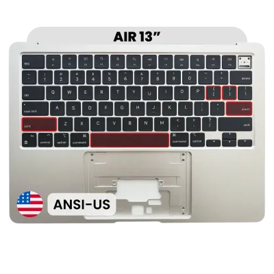 Топкейс з акумулятором і клавіатурою (ANSI US) для MacBook Air 13" A3113 (Used OEM Pull: Grade A) (сріблястий)