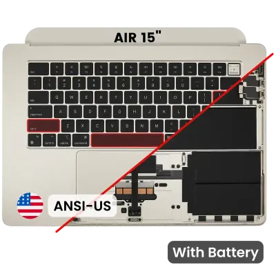 Топкейс з акумулятором і клавіатурою (ANSI US) для MacBook Air 15" A3114 (2024) (Used OEM Pull: Grade A) (Starlight)