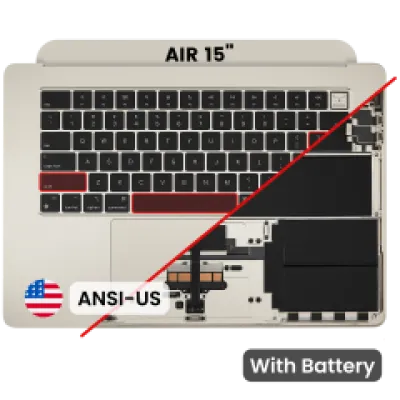 Топкейс з акумулятором і клавіатурою (ANSI US) для MacBook Air 15" A3114 (2024) (Used OEM Pull: Grade A) (Starlight)