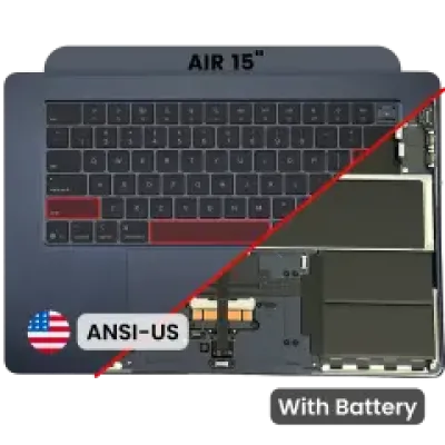 Топкейс з акумулятором і клавіатурою (ANSI US) для MacBook Air 15" A3114 (2024) (Used OEM Pull: Grade B) (Midnight)