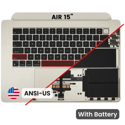 Топкейс з акумулятором і клавіатурою (ANSI US) для MacBook Air 15" A3241 (2025) (Used OEM Pull: Grade A) (Starlight)