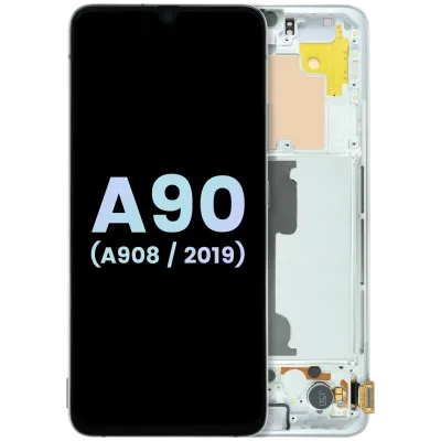 Дисплейний модуль (OLED) з рамкою для Samsung Galaxy A90 5G (A908 / 2019) (Service Pack) (білий)