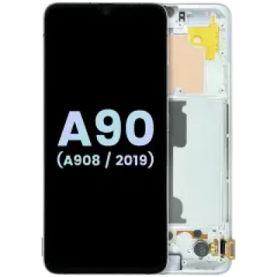 Дисплейний модуль (OLED) з рамкою для Samsung Galaxy A90 5G (A908 / 2019) (Service Pack) (білий)