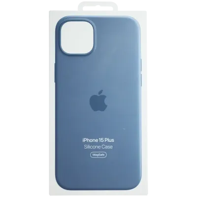 Силіконовий чохол Apple з MagSafe для iPhone 15 Plus (OEM Brand New, Retail Packaging) (Winter Blue)