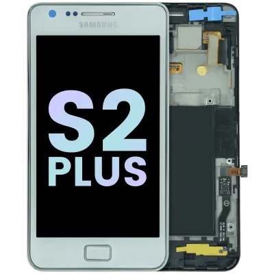 Дисплейний модуль (LCD) з рамкою для Samsung Galaxy S2 Plus (Service Pack) (білий)