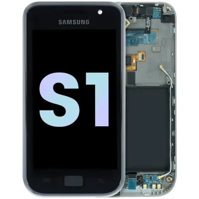 Дисплейний модуль (LCD) з рамкою для Samsung Galaxy S1 (Service Pack) (білий)