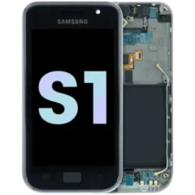 Дисплейний модуль (LCD) з рамкою для Samsung Galaxy S1 (Service Pack) (білий)