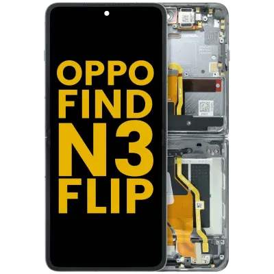 Дисплейний модуль (OLED) внутрішній з рамкою для Oppo Find N3 Flip (Refurbished) (чорний)