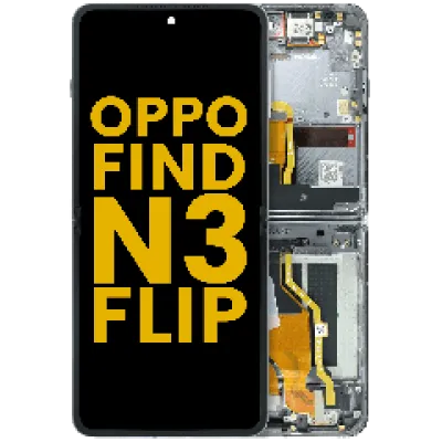 Дисплейний модуль (OLED) внутрішній з рамкою для Oppo Find N3 Flip (Refurbished) (чорний)