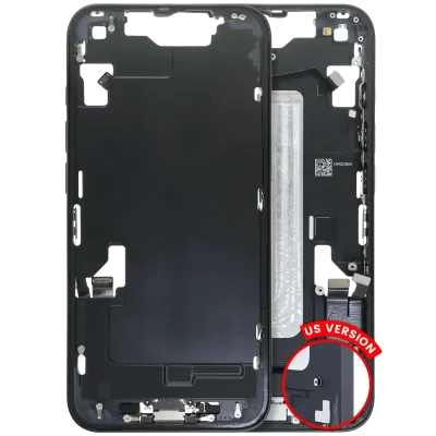 Mid-Frame Housing W/ Charging Port Flex & Small Parts For iPhone 16e / 17e (US Version) (Used OEM Pull: Grade B) (Black)