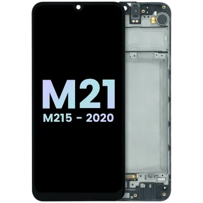 Дисплейний модуль (OLED) з рамкою для Samsung Galaxy M21 (M215 / 2020) (Service Pack) (чорний)