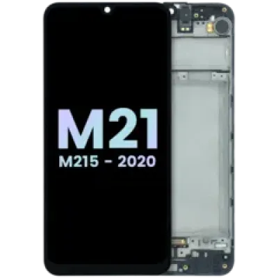 Дисплейний модуль (OLED) з рамкою для Samsung Galaxy M21 (M215 / 2020) (Service Pack) (чорний)