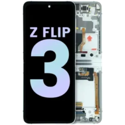 Внутрішній дисплейний модуль (OLED) з рамкою для Samsung Galaxy Z Flip 3 5G (F711) (Service Pack) (сріблястий) (Bespoke)