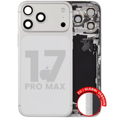 Корпус зі шлейфом зарядки й дрібними деталями (сумісний) для iPhone 17 Pro Max (EU / Global Version) (Used OEM Pull: Grade A) (сріблястий)