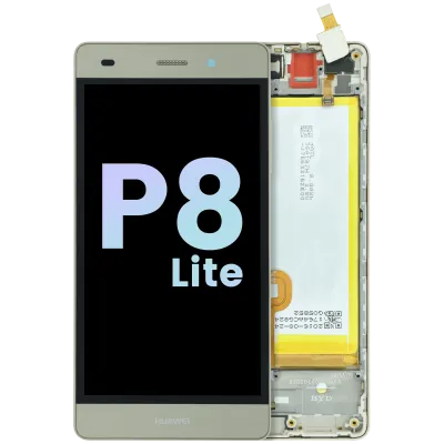 Дисплейний модуль (LCD) з рамкою для Huawei P8 Lite ALE-L21 (2015) (Huawei Genuine) (золотий)