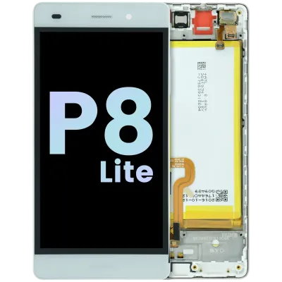 Дисплейний модуль (LCD) з рамкою для Huawei P8 Lite ALE-L21 (2015) (Huawei Genuine) (білий)