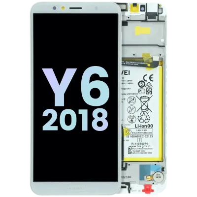 Дисплейний модуль (OLED) з рамкою для Huawei Y6 2018 (ATU-L21) (Huawei Genuine) (білий)