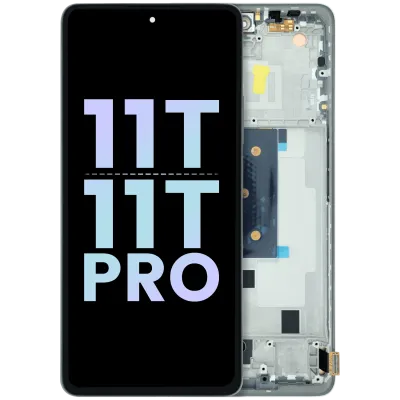 Дисплейний модуль (OLED) з рамкою для Xiaomi 11T / 11T Pro (Genuine) (сріблястий)