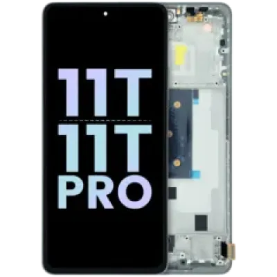 Дисплейний модуль (OLED) з рамкою для Xiaomi 11T / 11T Pro (Genuine) (сріблястий)