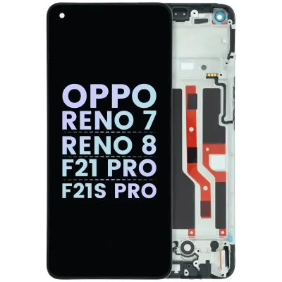 Дисплейний модуль (OLED) з рамкою для OPPO Reno 7/Reno 8/F21 Pro/F21s Pro (Genuine) (усі кольори)