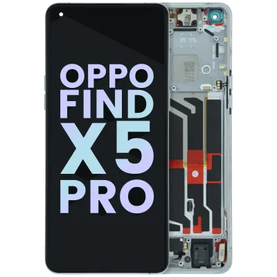 Дисплейний модуль (OLED) з рамкою для OPPO Find X5 Pro CPH2305 (Genuine) (білий)