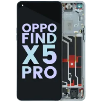 Дисплейний модуль (OLED) з рамкою для OPPO Find X5 Pro CPH2305 (Genuine) (білий)