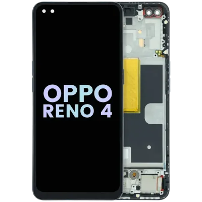 Дисплейний модуль (OLED) з рамкою для OPPO Reno 4 5G CPH2091 (Genuine) (чорний)