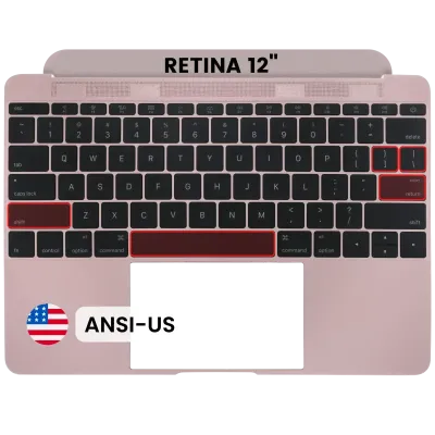 Top Case with Keyboard (ANSI US) For MacBook 12" A1534 (2016-2017) (Used OEM Pull: Grade A) (Rose Gold)