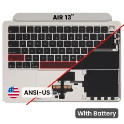 Топкейс з акумулятором і клавіатурою (ANSI US) для MacBook Air 13" A3240 (2025) (Used OEM Pull: Grade A) (Starlight)