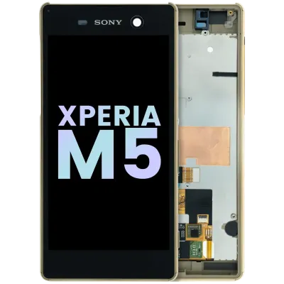 Дисплейний модуль з рамкою для Sony Xperia M5 E5603 (Genuine) (золотий)